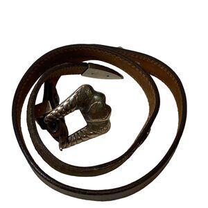 Justin Women's Brown Leather Western Belt Size 32 Basket Silver Embellished